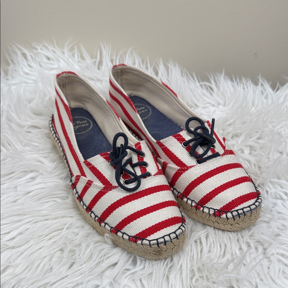 Toni pons original made in Spain Red and White Striped Espadrilles slide ons 39